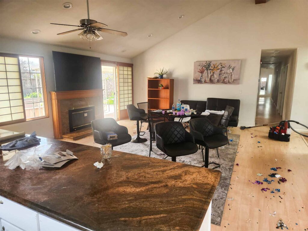 Before house cleaning in San Francisco – dirty living room floor